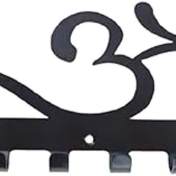 Krishnapriya Om Symbol Wall Mount Key Holder, Black, 6 Hooks, Decorative Hindu Spiritual Design-picture-16