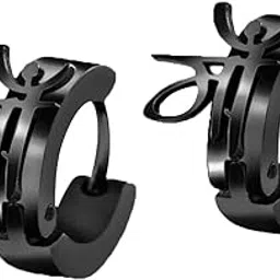 vien Mens Jewellery Valentine Bali Stud Mens Black Earring/Gents/Boys/Boyfriend ... Stainless Steel Hoop Earring-picture-10