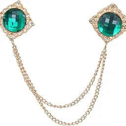 Voxon Men's Gem Brooch Lapel Pin Badge Hanging Chains Collar Brooches Pin for Career Suit Tuxedo of Shirts Tie Hat Scarf for Boyfriend Father Birthday Gift (Green)-picture-40