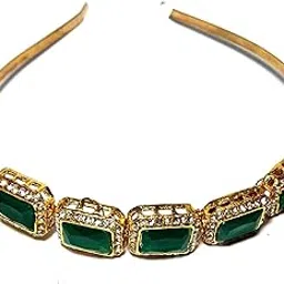 pinoozclub Kundan Gold Plated Hair Band for Women and Girls/Bride-picture-14