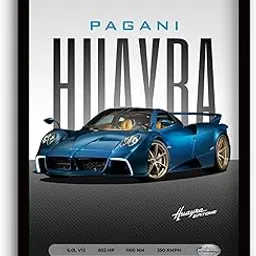 Funk You Store Pagani Huayra Poster | Framed Pagani A4 Sized (31 x 23 cm) | Huayra Car Poster for Wall, Gift for Boys, Hypercar Frames | Car Posters for Wall, Bedroom, Hostel, Study Area, Hostel-image-3