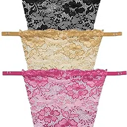 rokonic Deep Neck Cleavage Cover, Net Mock Cami with Lace Net, Free Size, Pack of 3, Black,Skin,White-picture-12