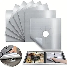 Gas Stove Protector Covers, Reusable Aluminium Foil, 8-Pack, Silver-picture-23