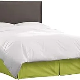 Stiff Suede BEDSKIRT | dust Ruffle | Bed Valance | Chic Look | Modern bedrooms (Lime Green, King :78"X80" + Drop 24)-picture-13