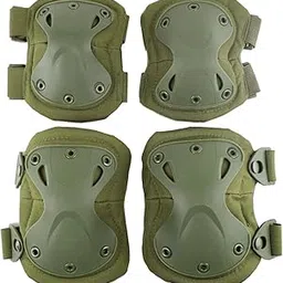 TCKW Pack of 4 Tactical Combat Knee & Elbow Protective Pads Guard Black Knee and Elbow Pads Outdoor Sports Safety Gear Adjustable Shoulder Straps (TK-Green)-picture-12