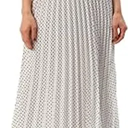 women's wear u&f fashionstore Women White & Black Polka Dot Print Accordion Pleats Maxi A-Line Skirt-picture-36