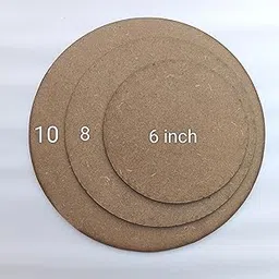 Round MDF Craft Circle Discs, Natural Brown, 10,8,6 Inch Diameter, Unfinished Wood Boards, (Set of 2)-picture-11