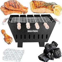 BRIGHTBERG Barbeque Tandoori Grill And (Havan kund) With 4 Wodden Handle Sheak 1 Stand 1Gloves 1Tong 1 Tray 1 Jali 600 Gm Charcoal Making All Tandoori Dish And Roasting And Toasting BBHK-29-picture-20