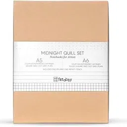 Kitabby Midnight Quill Gift Set | Set of 7 notebooks plus Infinity Pencil & Pen | 3 A5 Dot Grid, Square Grid, Unruled Notebooks | 4 A6 Dot Grid, Square Grid, Ruled and Unruled Notebooks | 80gsm Grey Shade Paper-picture-24