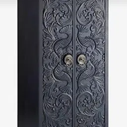 Goldview Furniture Solid Wood Hand-Carved Wardrobe | Wooden Almirah & Cupboard for Bedroom, Living Room & Hall | Black Finish-image-35