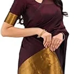 Nayanthara Inspired Maroon Khadi Cotton Saree for Women | Plain Soft Saree with Blouse | Elegant Look for Office, Festive-picture-44