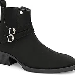 el paso Trendy Black Ankle Boots for Men | Dual Buckle EP6904_PA-picture-16