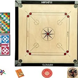 KORNERS Carrom Board with Striker, Coins and Powder, Multicolor| (32 Inches Round__with Ludo Set)-picture-32