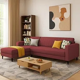 GRAPEWOOD Wayne LHS 6 Seater L Shape Sofa Set for Living Room (Maroon) Premium Fabric Sofa Set for Living Room-picture-40