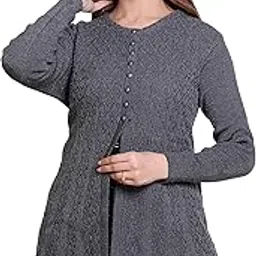 winter knit Woollen Women's Long Cardigan(9060StgreyM)-picture-17