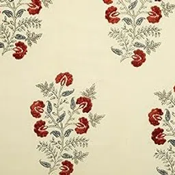 Ravaiyaa - Attitude is everything Cotton Seating Fabric Hand Block Printed Floral Design Fabric (Beige) (3 Meter)-image-17