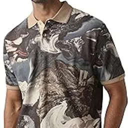 mufti Men T-Shirts | Abstract Print Polo Design with Regular Fit & Polo Collar | 100% Cotton Piqué Fabric for Casual & Weekend Wear-picture-11