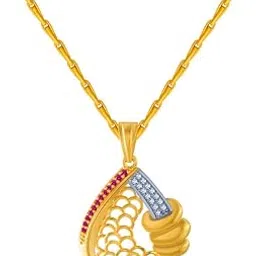 p.c. chandra jewellers 14k (585) Yellow Gold and American Diamond Pendant for Women-picture-27