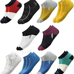 hicode Ankle Socks Multi-Pack, 10 Pairs, Colorblock Design, Cotton Blend, Low Cut-picture-34