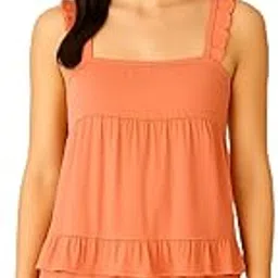 thread hues Women's Ruffle Trim Sleepwear Set, Premium Crepe Fabric, Purple Two-Piece Loungewear with Empire Waist Top and Shorts, Elastic Waistband-picture-26