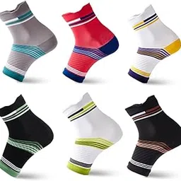 Azonee 6 Pairs Light Compression Socks for Men Women, Open Toe Compression Socks, 8-15 mmHg Soothe Socks, for Men & Women (L), Multi-picture-61