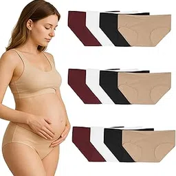tummy Women’s Under-Bump Maternity Panties – Low-Rise Pregnancy Underwear, Postpartum & C-Section Recovery Hipster Briefs, 12-Pack (Multicolor)-picture-14