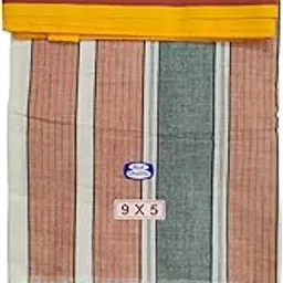 sri raajam textiles Traditional Mens Pure Cotton Thillana Kanjimundi Dhoti with Angavashtram, 9x5 Size, 3 Inch Light Green and Maroon Border, Cream Off White Colour, 4 Metres Dhoti with 2.25 Metres Angavashtram,9+5-picture-28
