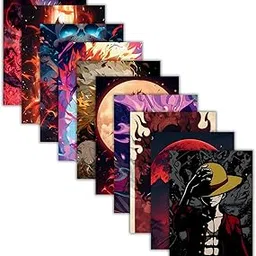 Anime Posters, Set of 10 Mix Anime posters for wall, Self Adhesive, A4 Size |Anime Posters For Gaming Room, Various characters image 1