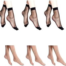 infispace Women & Girl's Ultra-Thin Transparent Nylon Ankle Length Summer Black & Skin Socks (Pack of 6)-picture-21