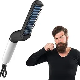 UCRAVO Beard And Hair Straightener Quick Electric Hair Comb Beard Straightening Comb Styling Hair Curlers Massage Comb Muti-Functional Electric Hair Brush Tool For Men,White-image-92