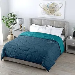 LushHavenDecor All Weather Microfiber Reversible| Designer Quilted | Lightweight | Antibacterial | Super Soft | Comforter Double Size Duvet Quilt 220 Gsm (90" x 100")Dual Color Dark Teal & Light Teal-image-9
