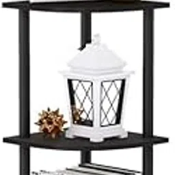 PNDG Group Corner Turn-N-Tube Rack/Shelf, for Kitchen, Bathroom, Bedroom, Living Room, Hallway/Free-Standing Shelf (3-Floor, Black)-picture-61