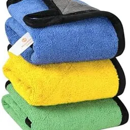 Megakleen Microfiber Vehicle Washing Cloth 3 Piece Towel Set Multipurpose Cloths - Automotive Microfibre Towels for Car Bike Cleaning Polishing Washing & Detailing Pack of 3 Multicolor-picture-15