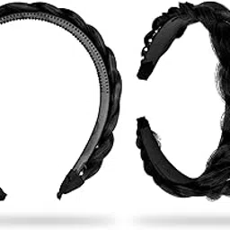 sanas Pearl headband for Women Artificial Hair Braided Hairband Fashion Accessory Women Head Accessories for women Black 1Pc-picture-34