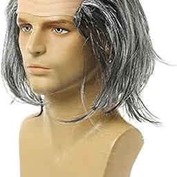 myaddiction Old Man Balding Wig Cap Balding Crazy Scientists Wig For Halloween Weddings Favors Gray Straight Hair-picture-21