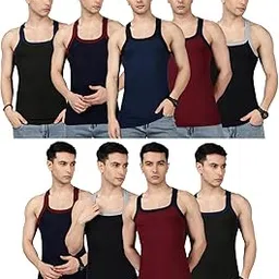 lux parker Men's Cotton Solid Gym Vest |Style- 1500 | Color May Vary | Pack of 9-picture-23