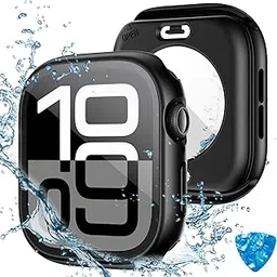 Mosmoc Waterproof Case Compatible with Apple Watch Series 10 46mm with Tempered Glass Screen Protector, Full Coverage Hard PC Bumper with Protective Back Cover for iWatch - (46mm Black)-picture-13