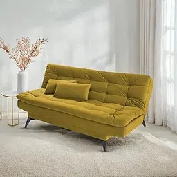 Casaliving Danny 3 Seater Sofa Cum Bed for Living Room Premium Fabric Sofa for Living Room (Yellow Fabric Colour Sofa Cum Bed)-image-82