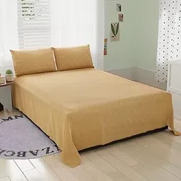 Burfi Style Microfiber Bedsheet for Double Bedsheet with 2 Pillows Covers 90x100 Inches (Beige)-picture-12