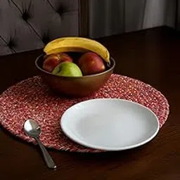 Flitaso Cotton Round Placemats, 33 cm Diameter, Set of 2, Multicolour, Heat Resistant Table Mats for Dining-image-0