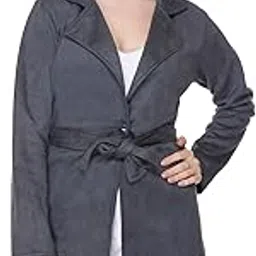 cushybee Women Solid Suede Long Coat With Belt-picture-15