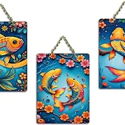 Decor Smart Wooden Wall Hanging | Colorful Koi Fish Artwork with Floral Accents | Artistic Panels for Living Room and Bedroom | Handcrafted Decorative Decoration for Stylish Home Decor (DWA_9667)-picture-13