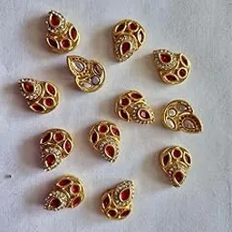 Nath Making anf Jewellery Making or Invisible Necklace Pendant or kundan Connector, Chandra with Daimond Drop, Rani Pink Color Pack of 12-picture-68