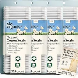 Organic Cotton Swabs by Sky Organics (1500 ct.) Natural Cotton Buds, Cruelty-Free Cotton Swabs, Biodegradable, All Natural Cotton Swabs, Chlorine-Free Hypoallergenic Cotton Swabs (4 Pack x375 CT)-picture-42