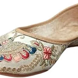 elegance footwear's & bags Elegance Footwear Women?s Embroidered Floral Juttis | Handmade Leather Mojaris with Elegant Detailing | Lightweight Ethnic Flat Shoes for All Events-picture-35