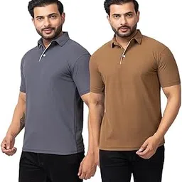 hanaby Summer Wear Casual Wear Solid Polycotton Polo T-Shirt | Collar T-Shirt | Half Sleeves for Men (Pack of 2) (H-1336-Pack of 2)-picture-29