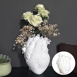 CALANDIS® Anatomical Heart Vase Resin Statue Flower Pot Ornament White 13X9X17Cm | Resin | 1 Piece Heart Vase-picture-17