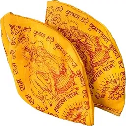 MAHESHWARAM Cotton Radha Krishna Gomukhi Japa Mala Bag/Beeds Jap Mala Potli (Orange/Yellow) Pack of 2-image-6