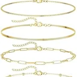 Gold Bracelets for Women, Dainty Bracelets Set for Women Trendy, Gold Bracelets Stackable Cuban Link Paperclip Chain Bracelet Pack Fashion Accessories Gifts for Womens-image-35