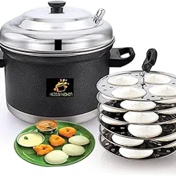 Klassi Kichen Stainless Steel Idli Cooker with 6 Plates | Idli | Bakelite Handle | Gas Stove and Induction Compatible | Kitchen Accessories (BLACK)-picture-69